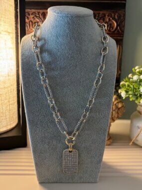 Mixed Metal (silver and gold) Dog Tag Necklace